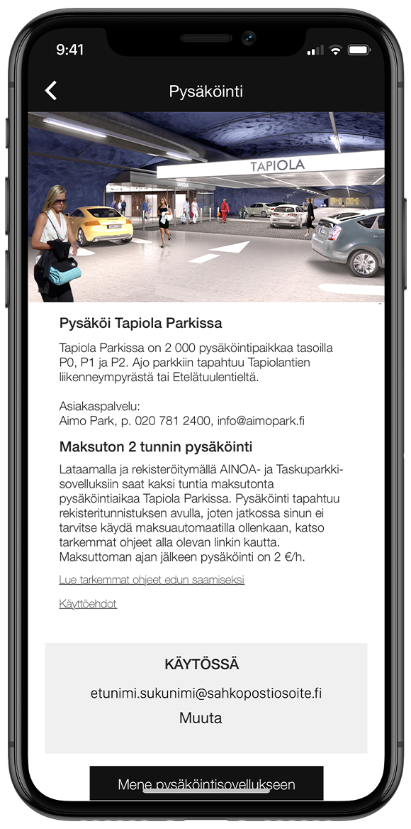 2 tuntia ilmaista pysäköintiaikaa Tapiola Parkissa – Yksityishenkilöille